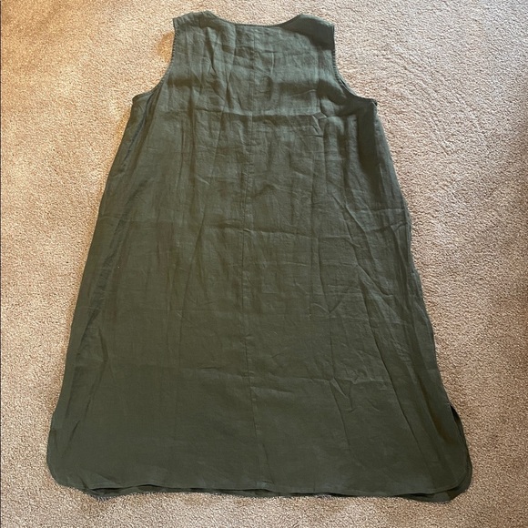 J Jill Love Linen Lagenlook V Neck Dress Olive Green Size 3X - Picture 7 of 8